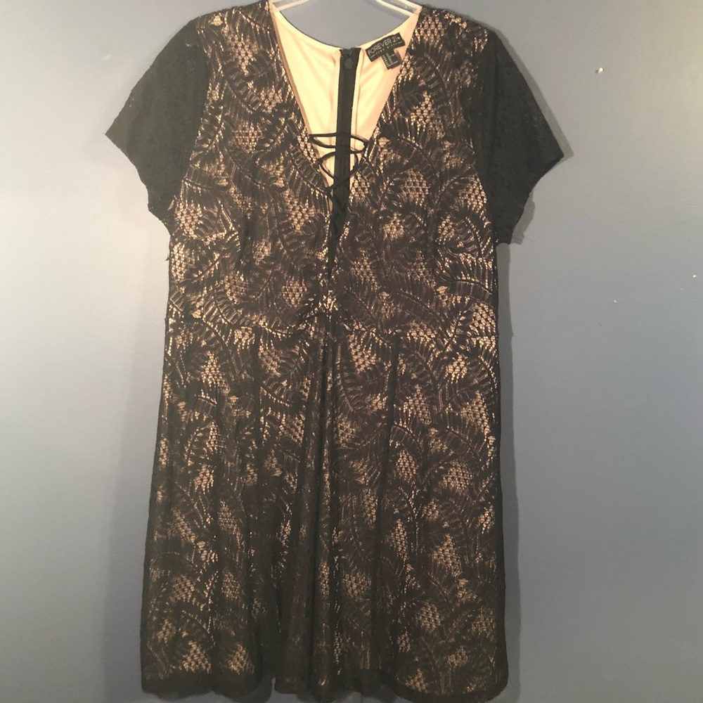 Black and Tan lace lace up dress